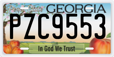 GA license plate PZC9553