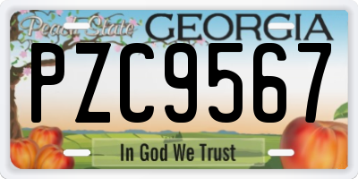 GA license plate PZC9567