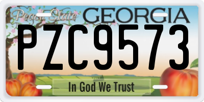GA license plate PZC9573