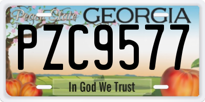 GA license plate PZC9577