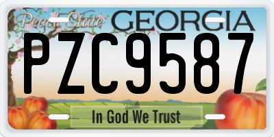 GA license plate PZC9587