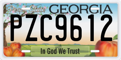 GA license plate PZC9612