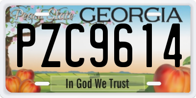 GA license plate PZC9614