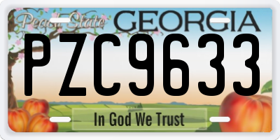 GA license plate PZC9633