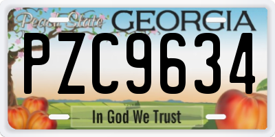 GA license plate PZC9634