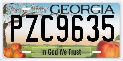 GA license plate PZC9635