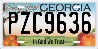 GA license plate PZC9636