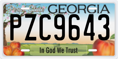 GA license plate PZC9643