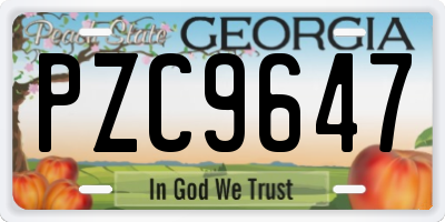 GA license plate PZC9647