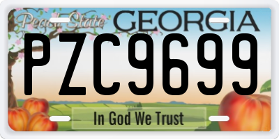 GA license plate PZC9699