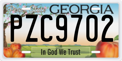 GA license plate PZC9702