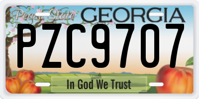 GA license plate PZC9707