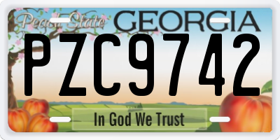 GA license plate PZC9742