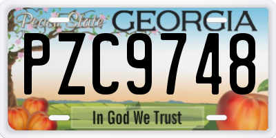 GA license plate PZC9748