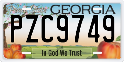 GA license plate PZC9749