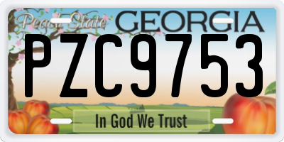 GA license plate PZC9753