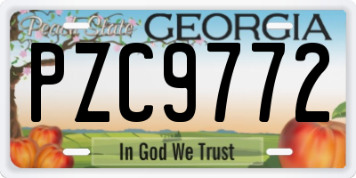 GA license plate PZC9772