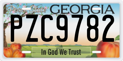 GA license plate PZC9782