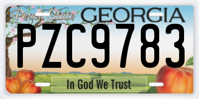 GA license plate PZC9783