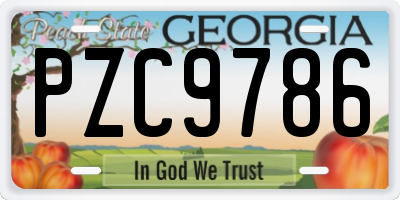 GA license plate PZC9786