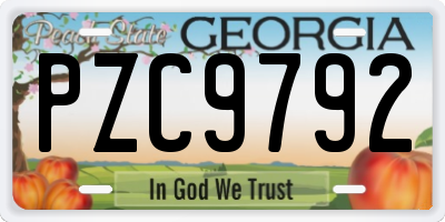 GA license plate PZC9792