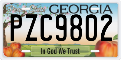 GA license plate PZC9802