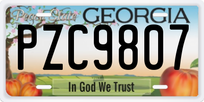 GA license plate PZC9807