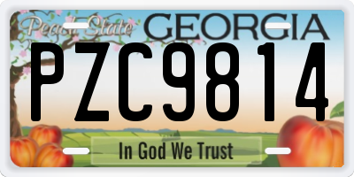 GA license plate PZC9814