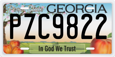 GA license plate PZC9822