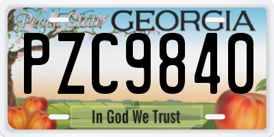 GA license plate PZC9840