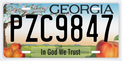 GA license plate PZC9847