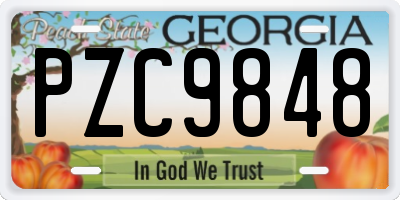 GA license plate PZC9848
