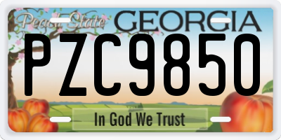 GA license plate PZC9850