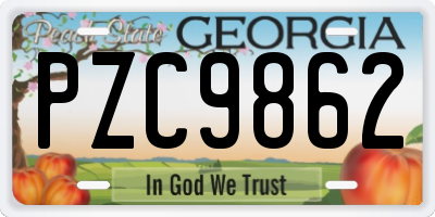 GA license plate PZC9862