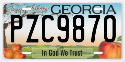 GA license plate PZC9870