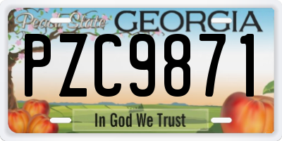 GA license plate PZC9871