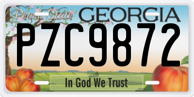 GA license plate PZC9872