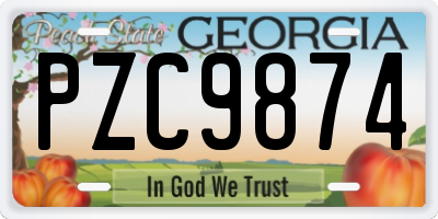 GA license plate PZC9874