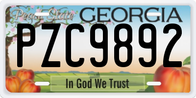 GA license plate PZC9892