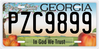 GA license plate PZC9899
