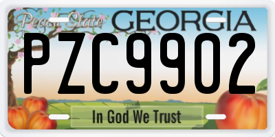 GA license plate PZC9902