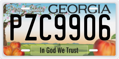 GA license plate PZC9906