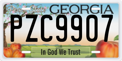 GA license plate PZC9907
