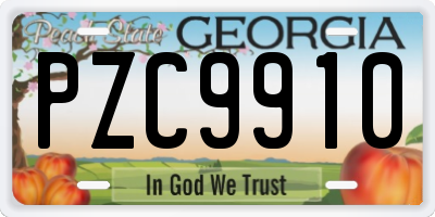 GA license plate PZC9910