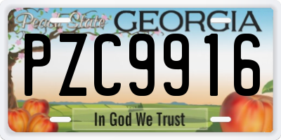 GA license plate PZC9916