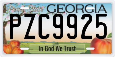 GA license plate PZC9925
