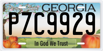 GA license plate PZC9929