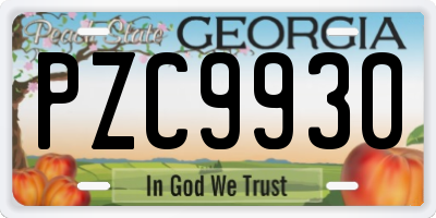 GA license plate PZC9930