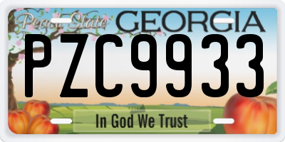 GA license plate PZC9933