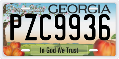 GA license plate PZC9936
